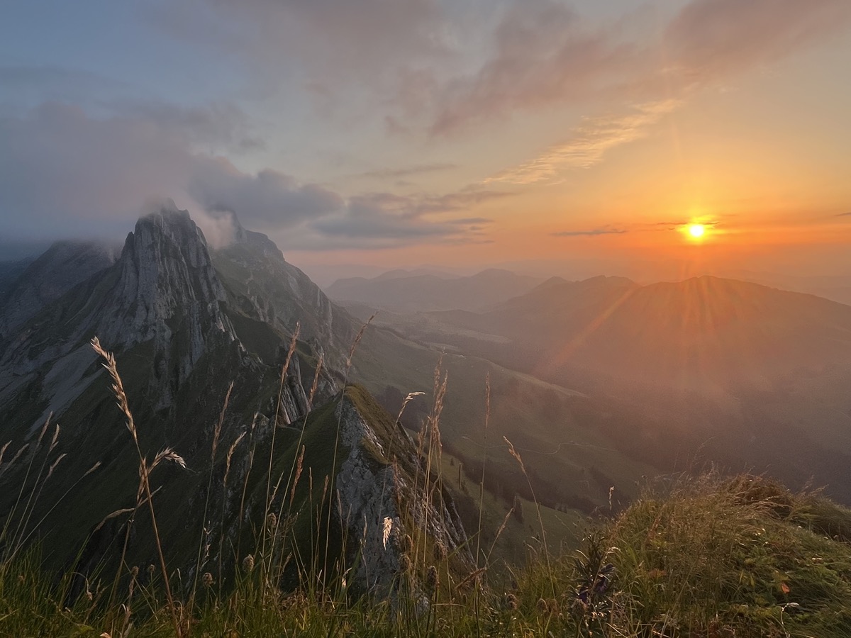 Sunset over Saxer Lücke, Alpstein, Switzerland