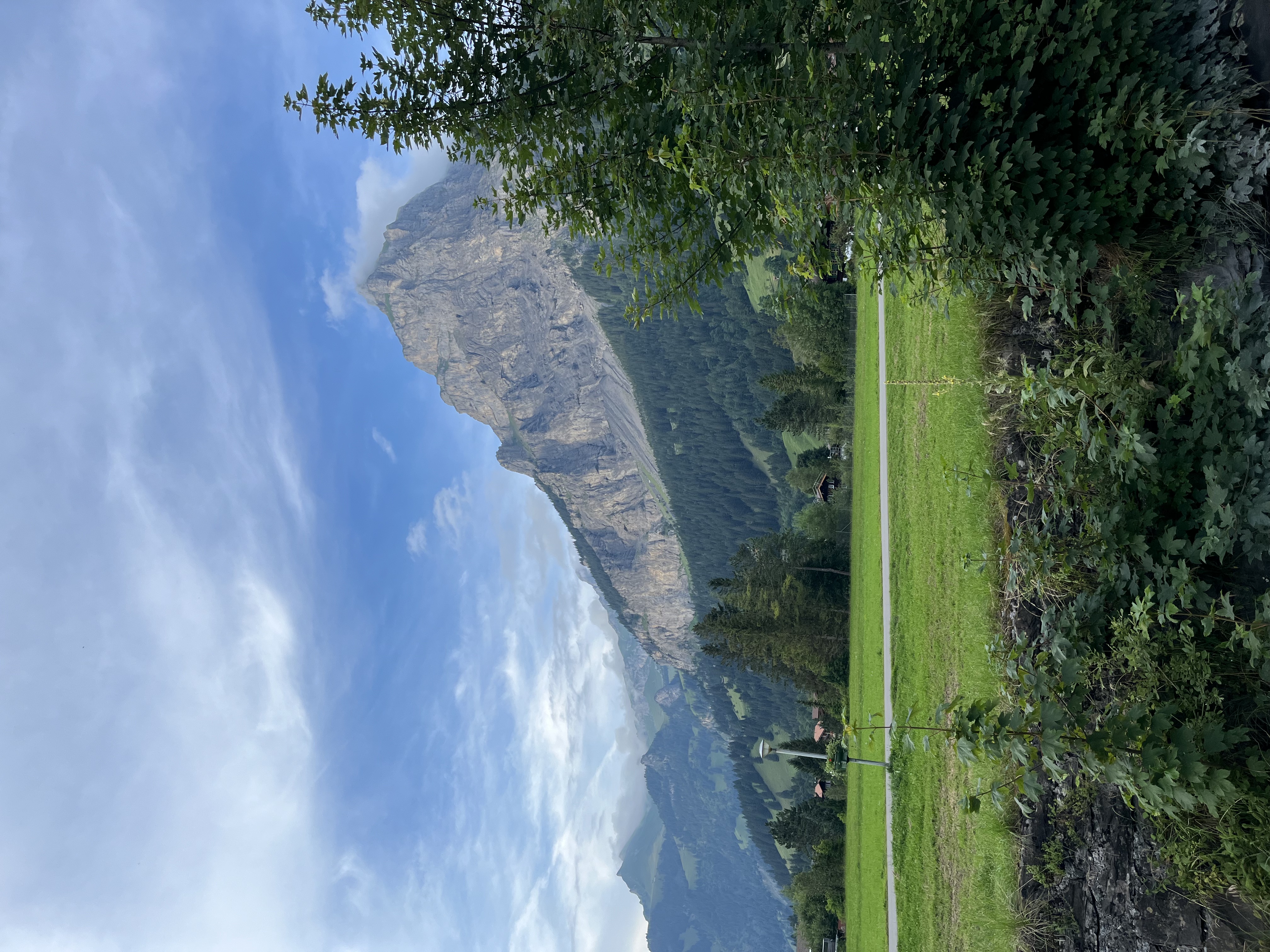 Balmhorn through summer foliage, Kandersteg